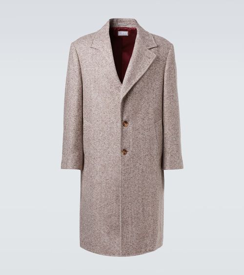 Herringbone wool and alpaca-blend overcoat