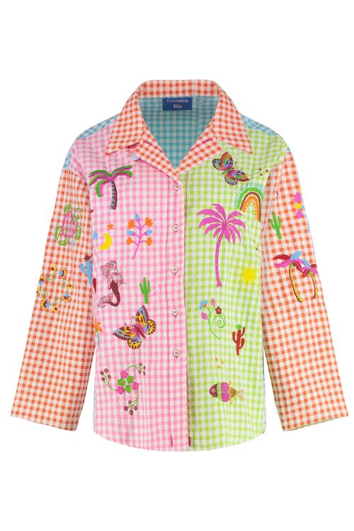 Gardenia Checked Embroidered Shirt