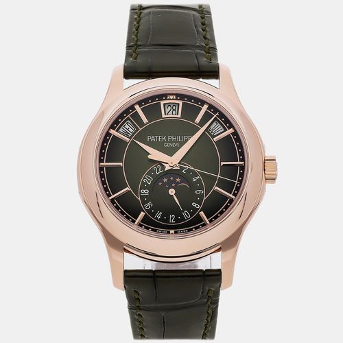 Patek Philippe Complications Annual Calendar Moonphase 5205R-011 Green Rose Gold Automatic Men's Wristwatche