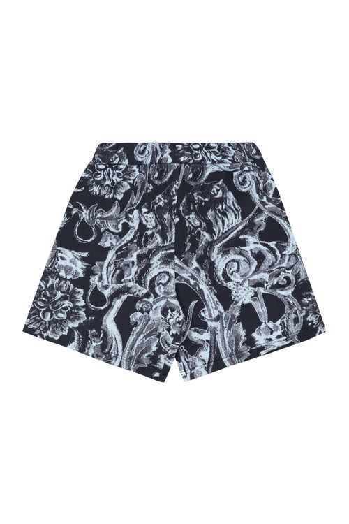 Young Boy Barocco Print Cotton Shorts