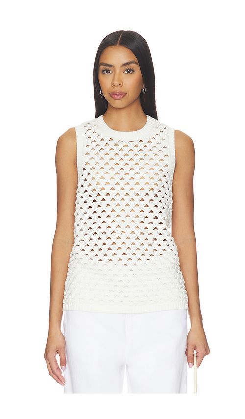 ALIGNE Jeanie Crochet Knitted Vest in White. M. Also in
