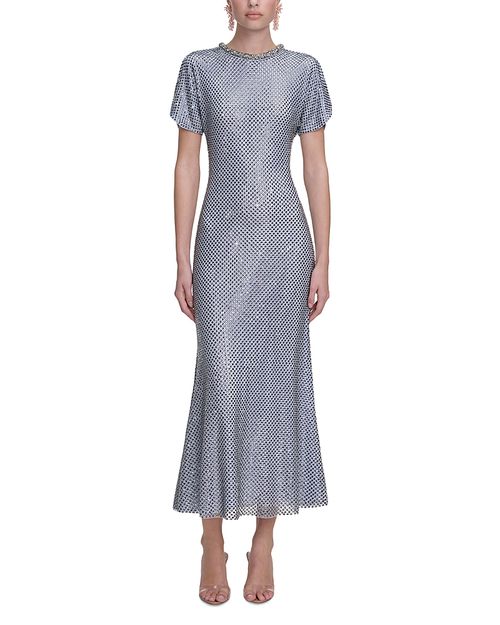 Rhinestone Mesh Midi Dress