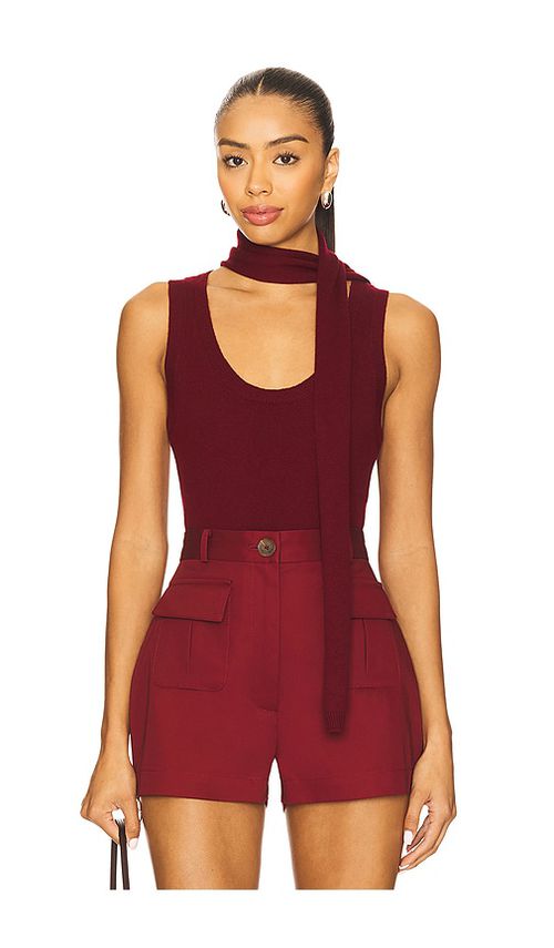 MATTHEW BRUCH Scarf Tank Top in Burgundy Knit.  S also in L