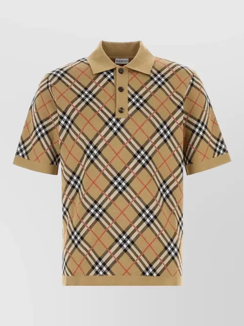 Burberry - polo shirt cotton blend embroidery check