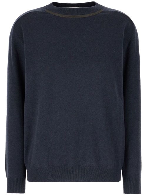 Bead-detailed cashmere jumper - Blue