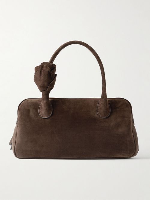 Brigitte Embellished Suede Shoulder Bag - Brown