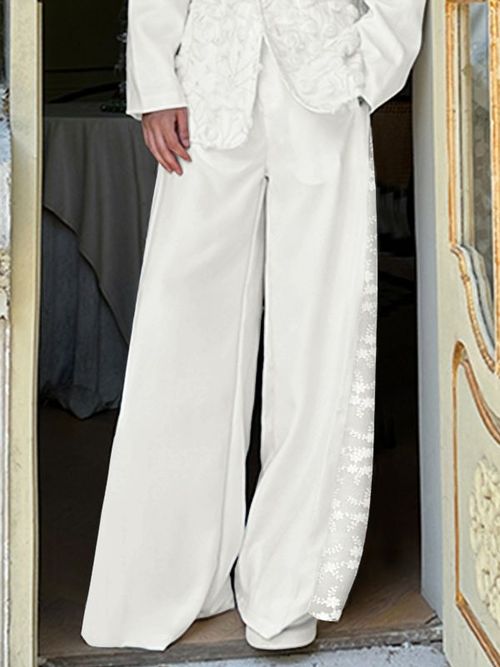 Men's Jacquard Patchwork Casual Pant SKUL46554 - White / S