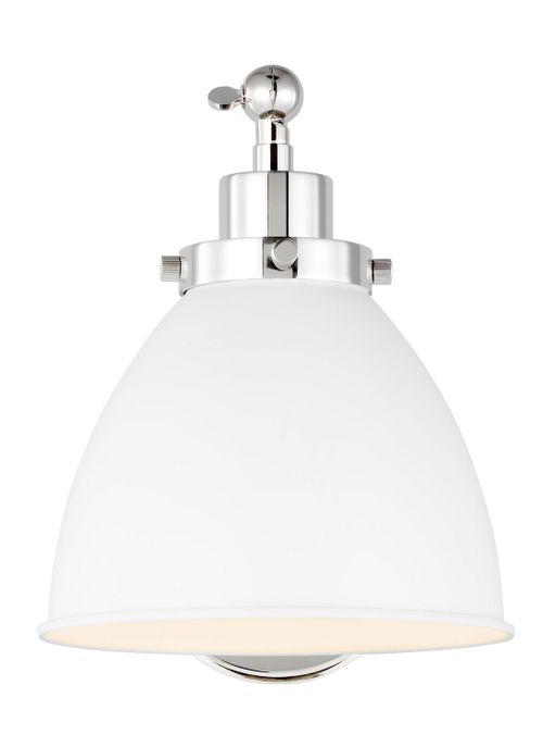 Visual Comfort Studio Wellfleet Wall Sconce in Matte White And Polished Nickel by Chapman & Myer