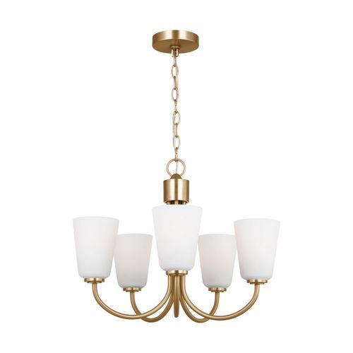Satin Brass Chandelier from the Miles Collection