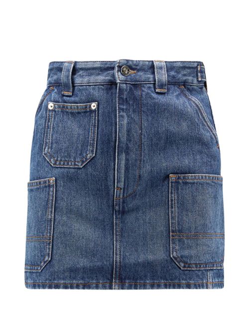 Paris Embroidered Back Patch Mini Skirt with Front & Back Pockets