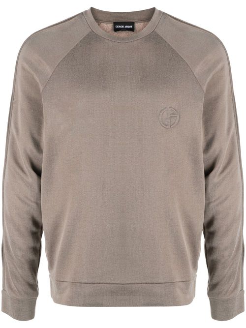 Logo-embroidered round-neck jumper - Neutrals