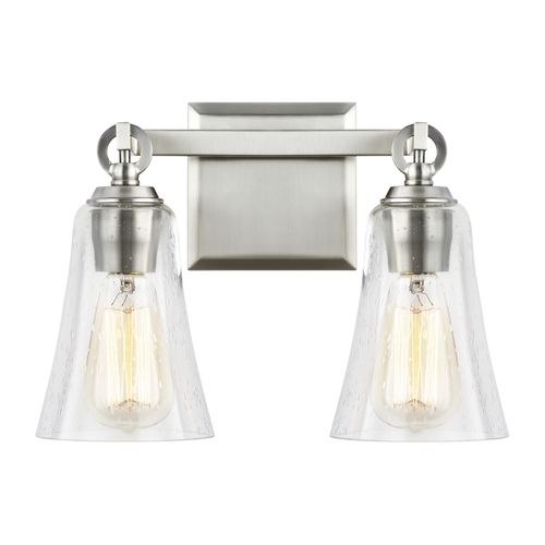 Visual Comfort Studio Monterro 2-Light Bathroom Vanity Light in Satin Nickel by Sean Lavin