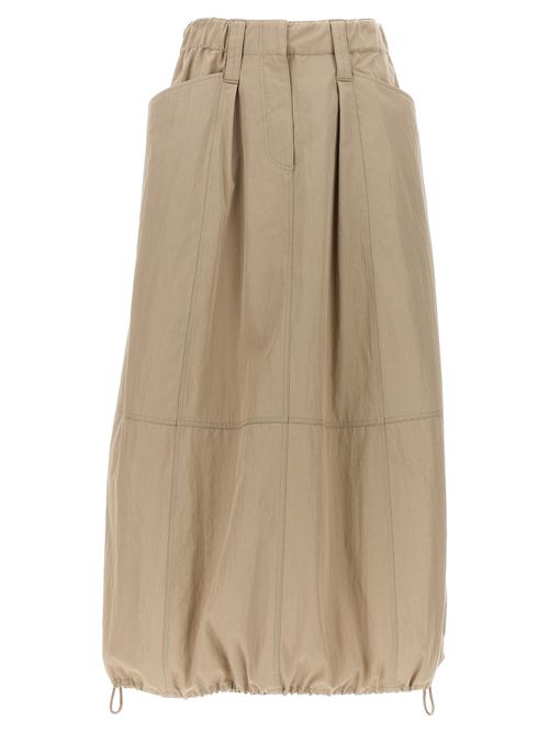 -Drawstring Skirt At The Hem Gonne Beige-Donna