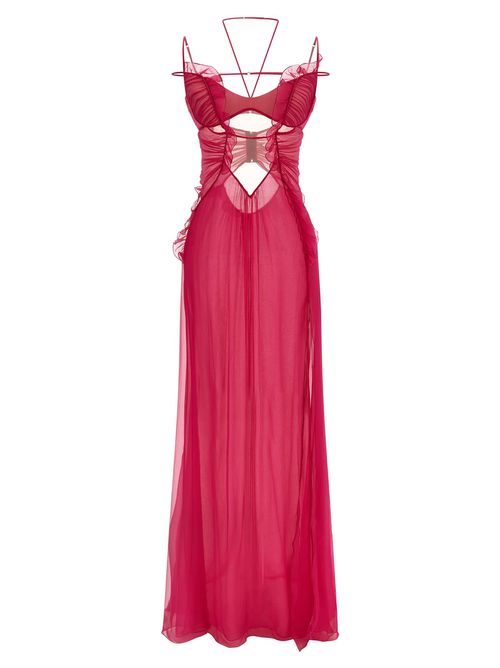 Frilled Gown With Cutouts Dress