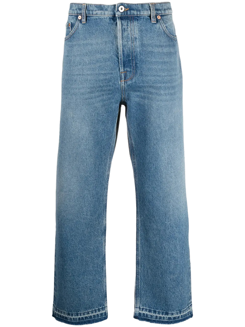 Dual Material Denim Jeans — Blue