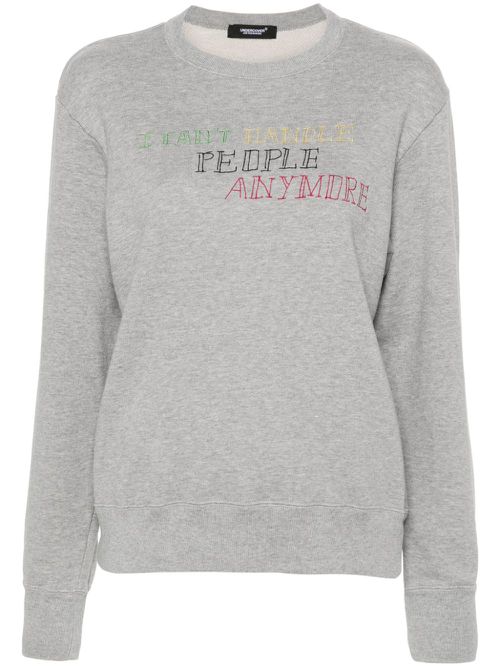 Slogan-embroidered cotton sweatshirt - Grey
