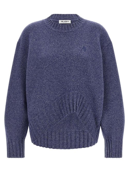 Asymmetrical Hem Virgin Wool-Cashmere Sweater — Indigo