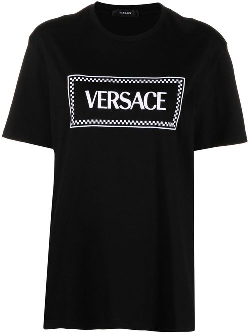 Logo-embroidered cotton T-shirt - Black