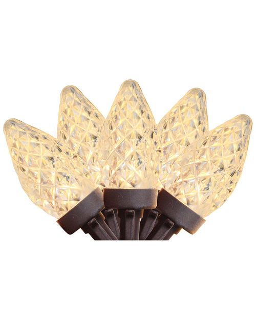 Northlight 100 Warm White LED Faceted C7 Christmas Lights - 66 ft Brown Wire