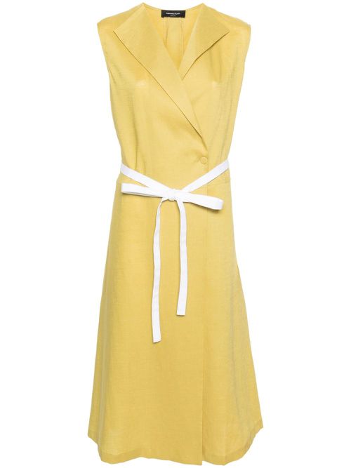 Poplin linen wrap dress - Yellow