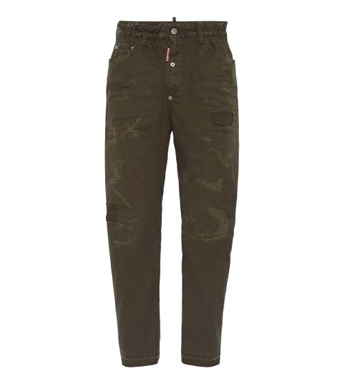 Dark Green Distressed Chinos