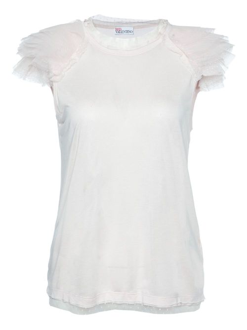 Ruffle-detail T-shirt - Pink