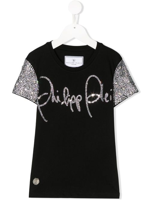 Embellished sleeve T-shirt - Black