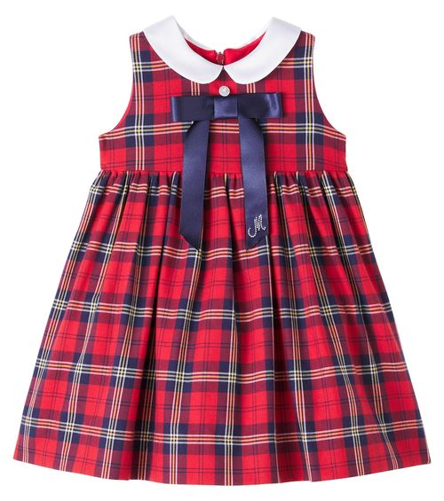 Baby plaid cotton-blend dress