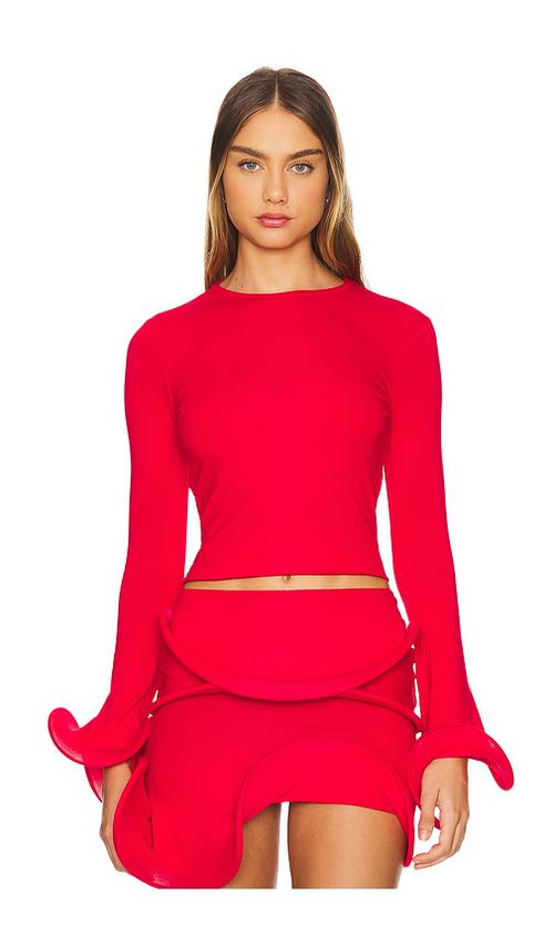 Sid Neigum Wave Sleeve Top in Red