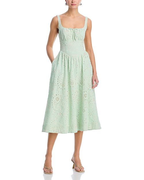 Embroidered Paisley Tie Front Midi Dress - Exclusive