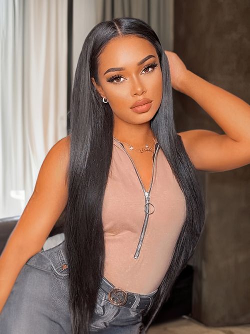 [From 18"]5x5 HD Glueless Bleached Knots Straight Lace Wig 150% Density 100% Human Hair Wig