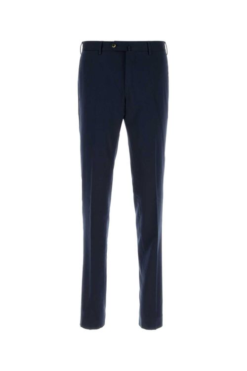 Cotton-Silk Blend Trousers — Navy
