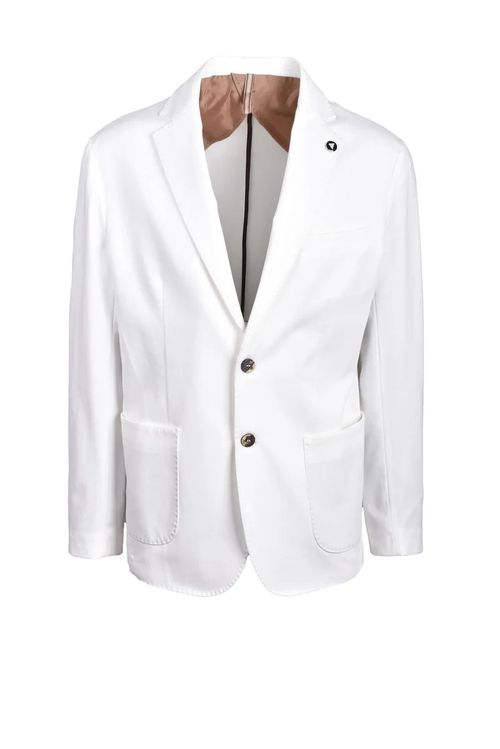 White Cotton Polyamide Elastane Jacket