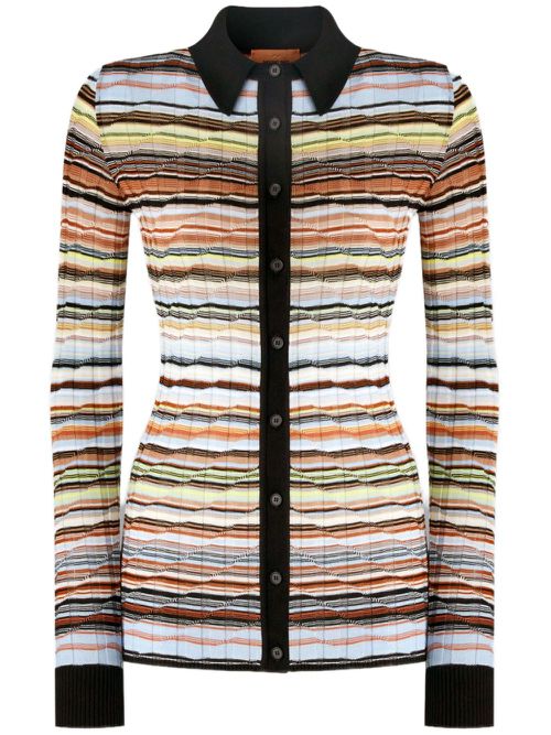 Striped knitted shirt - Blue