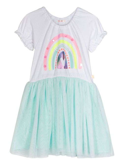 Rainbow-print dress - White