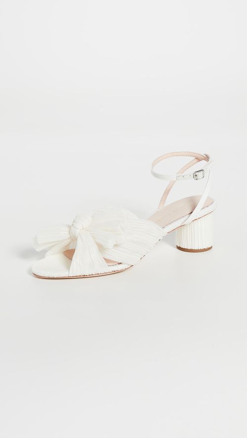 Dahlia Pleated Bow Heels with Ankle Strap