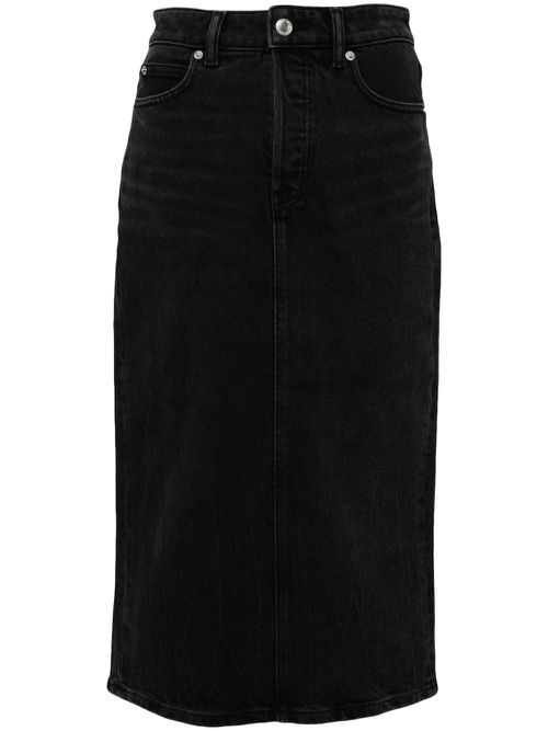 Midi pencil skirt in comfort stretch denim - Black