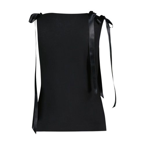 Ribbon-Tie Detail Tank Top — Black