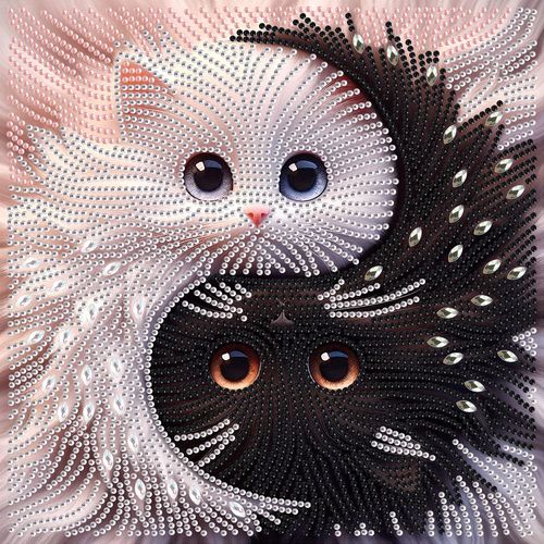TEMU Diy 5d Kitten Diamond Painting Kit - Vibrant Crystal Art, Unique Shaped Canvas, Frameless Wall Decor For 11.8x11.8 Inches, Bright, Decoration