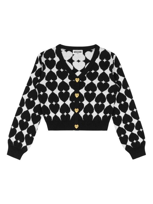 Heart embroidery cardigan - Black