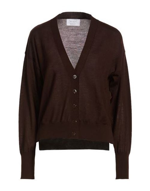 Collezione N_01 Woman Cardigan Chocolate brown Size L Merino Wool