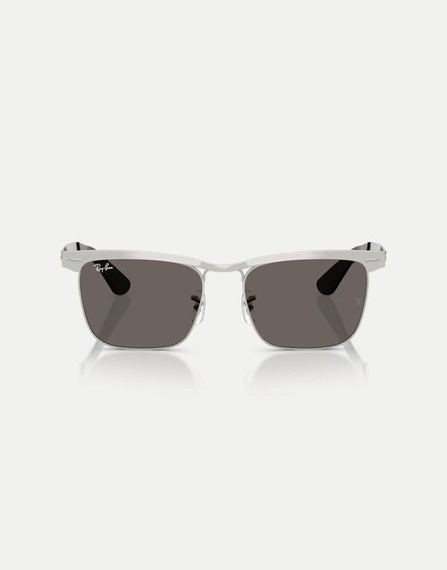Wayfarer deluxe square sunglasses with grey lens in sandblasted silver on silver