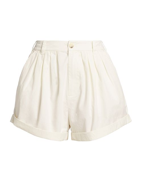 Women's Paige Pleated Cotton Shorts - Salt