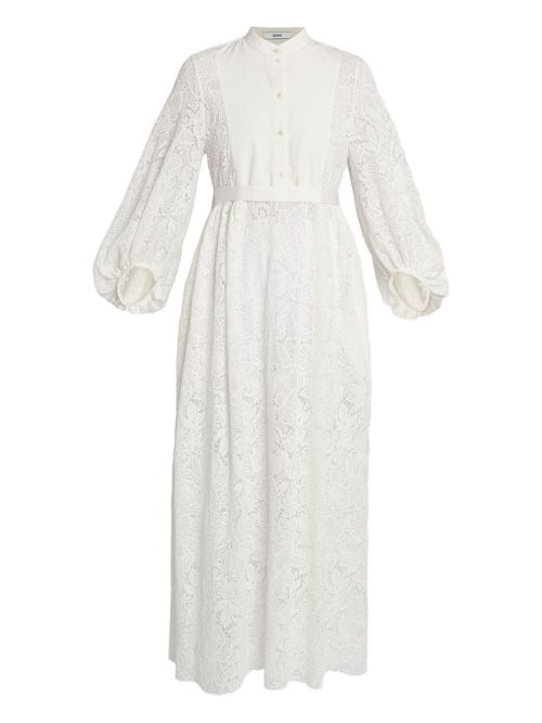 ERDEM long-sleeve belted midi dress - White
