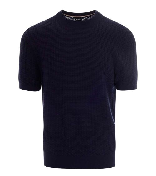 Navy Blue Textured T-Shirt