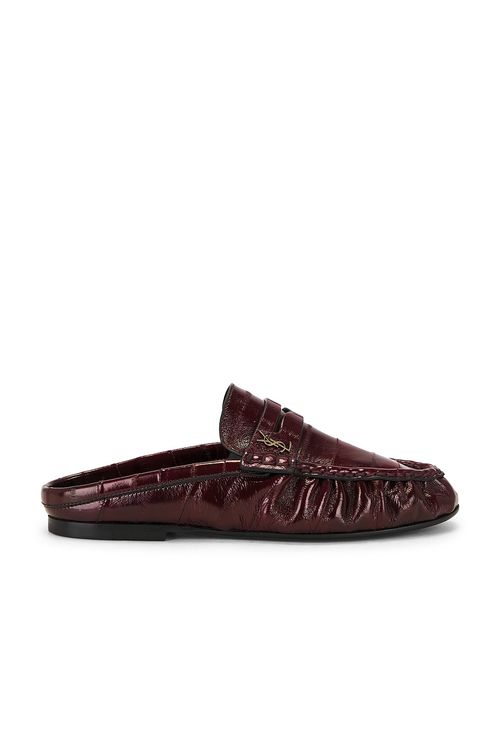 Saint Laurent Le Loafer Mule in Burgundy