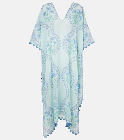Printed cotton beach cover-up