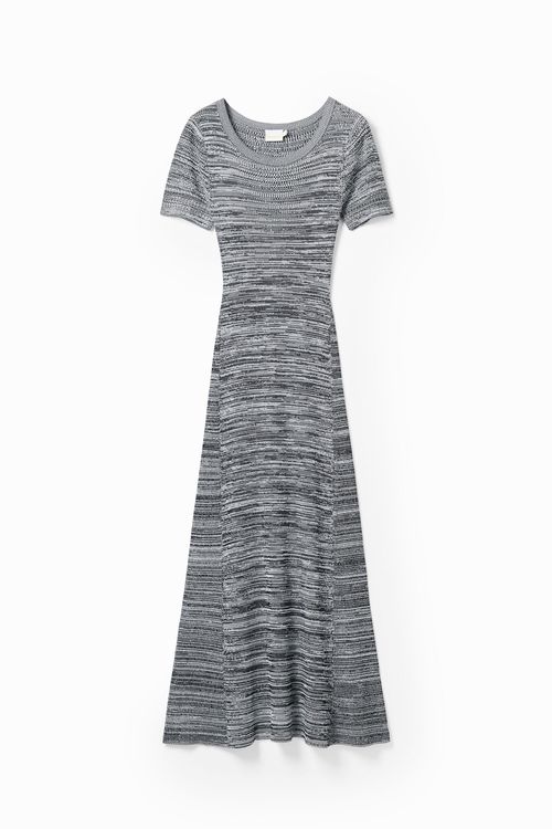 Long mottled ribbed dress
