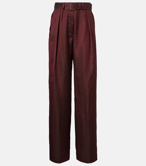Belted high-rise wide-leg pants