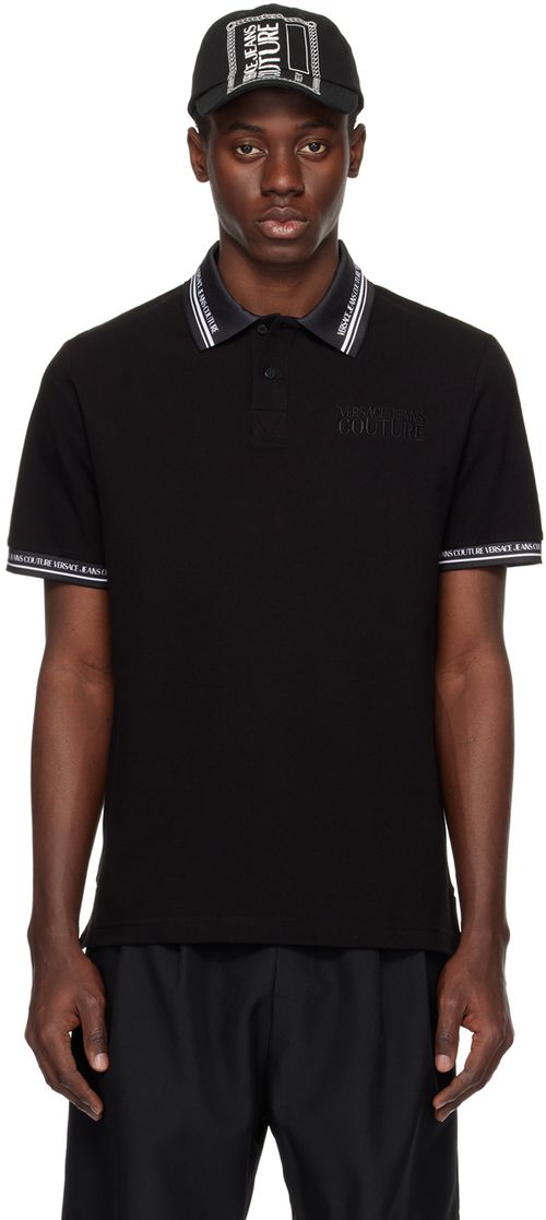 Versace Jeans Couture Black Printed Polo